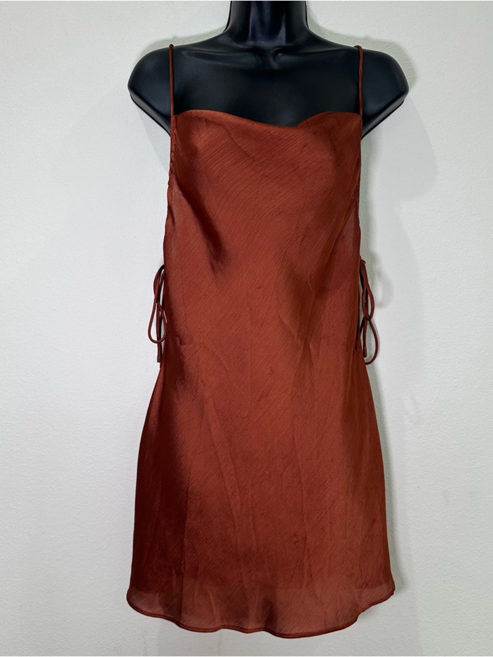 Free People Intimately Mallory Cowl Neck Slip Dress in Rust Mini Boho